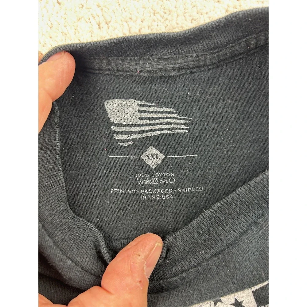 Thin Blue Line American Flag Shirt Mens 2XL Black Patriotic Police Support Tee‎ - Picture 8 of 11